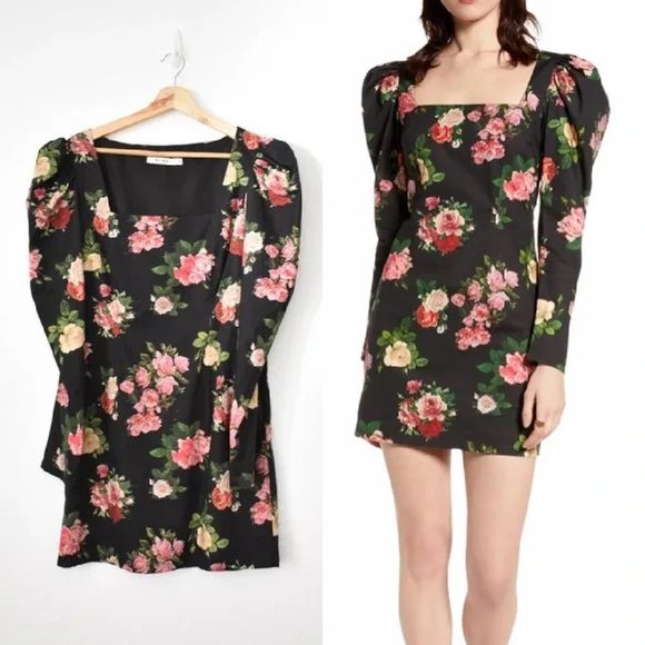 ASOS NA-KD Square Neck Puff Sleeve Mini Dress - Picture 3 of 15